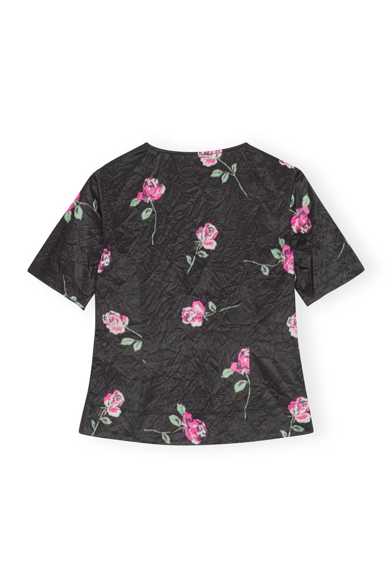 Clearance GANNI Gewellte Satinbluse Black