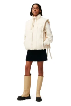 Clearance GANNI Glanzende Puff-Weste In Oversize-Passform Buttercream