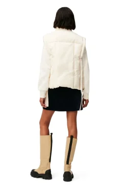 Clearance GANNI Glanzende Puff-Weste In Oversize-Passform Buttercream
