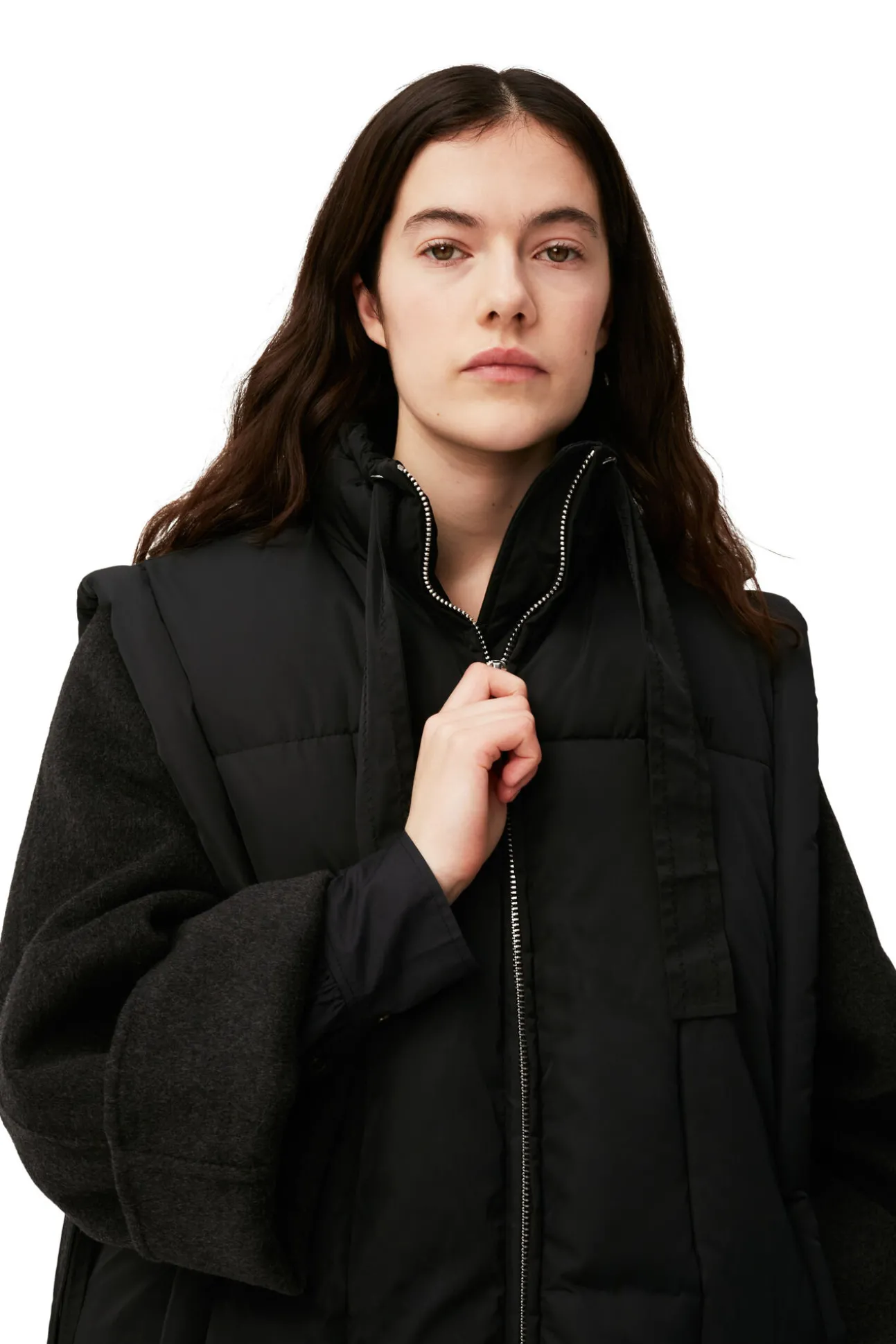 Flash Sale GANNI Glanzende Puff-Weste In Oversize-Passform Black