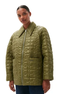 Fashion GANNI Glanzende Steppjacke Spaghnum