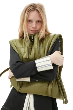 Online GANNI Glanzende Steppweste Spaghnum