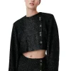 Fashion GANNI Glitzernder Crop-Blazer Black