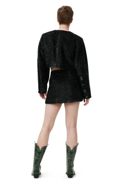 Fashion GANNI Glitzernder Crop-Blazer Black