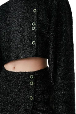 Fashion GANNI Glitzernder Crop-Blazer Black