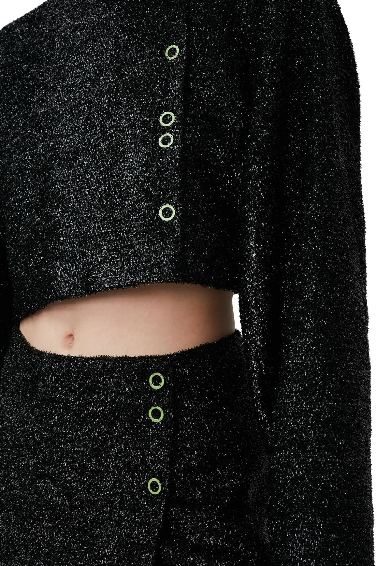Fashion GANNI Glitzernder Crop-Blazer Black