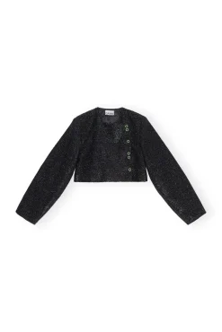 Fashion GANNI Glitzernder Crop-Blazer Black