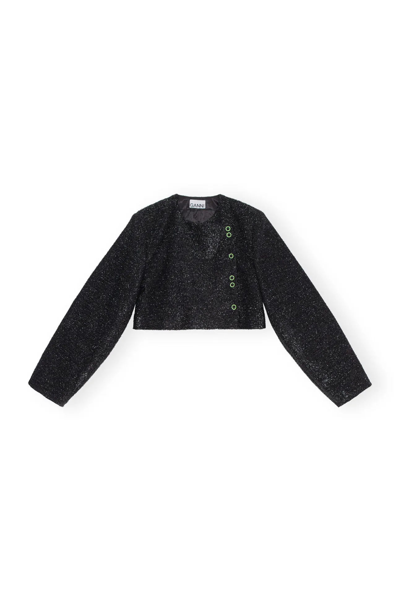 Fashion GANNI Glitzernder Crop-Blazer Black