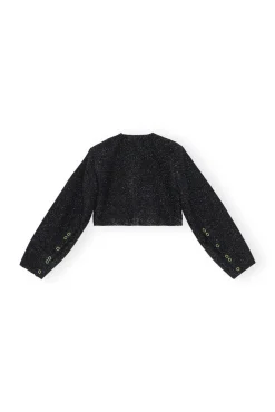 Fashion GANNI Glitzernder Crop-Blazer Black
