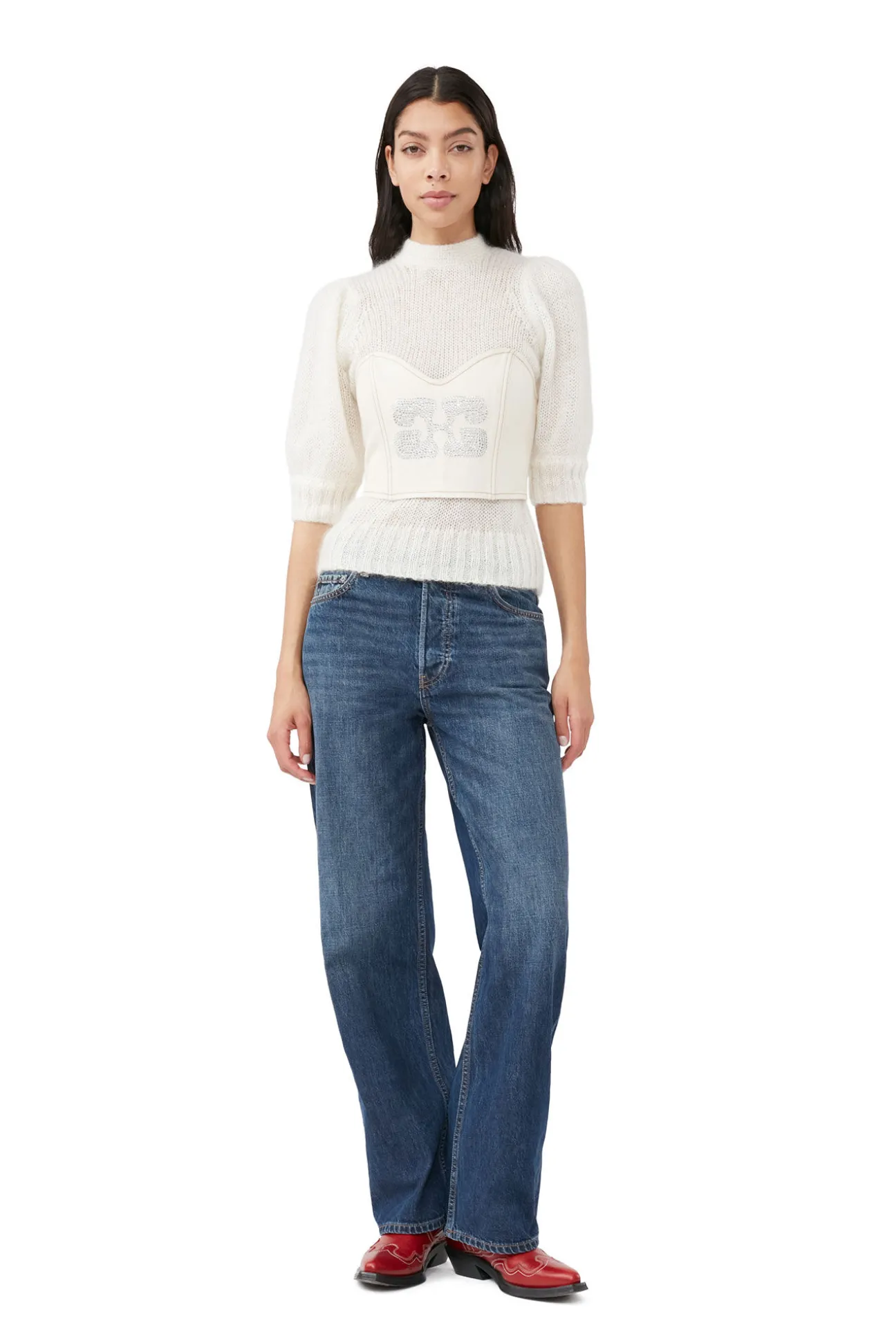 Outlet GANNI Glitzerndes Jeansoberteil Vanilla Ice