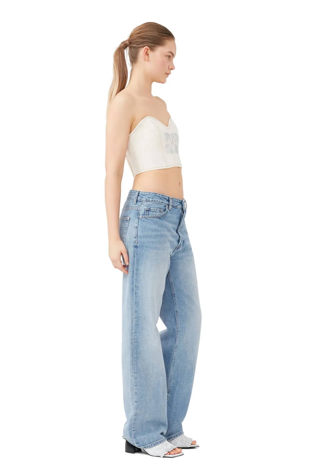 Outlet GANNI Glitzerndes Jeansoberteil Vanilla Ice