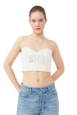 Outlet GANNI Glitzerndes Jeansoberteil Vanilla Ice