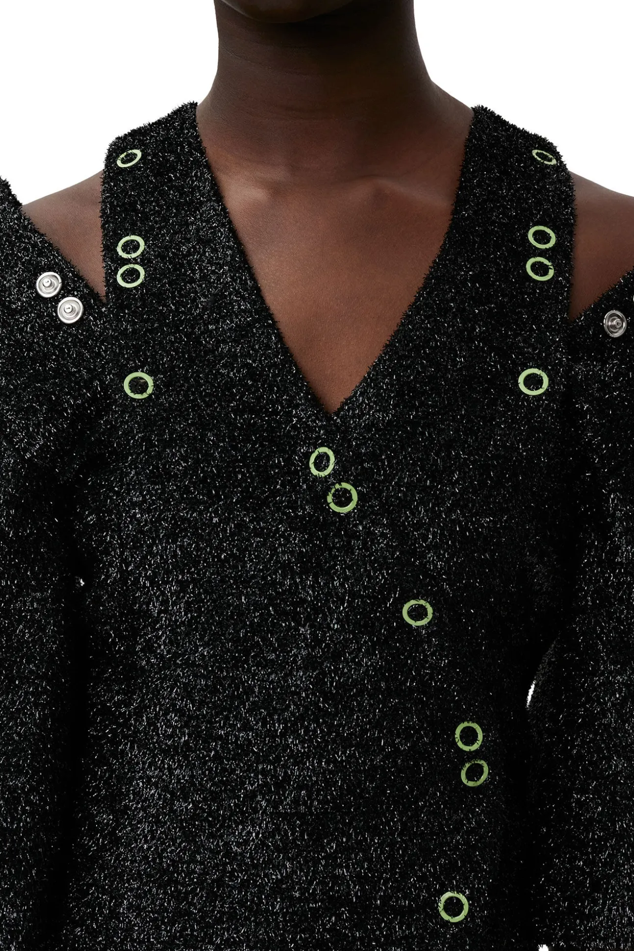Hot GANNI Glitzerndes Minikleid Black