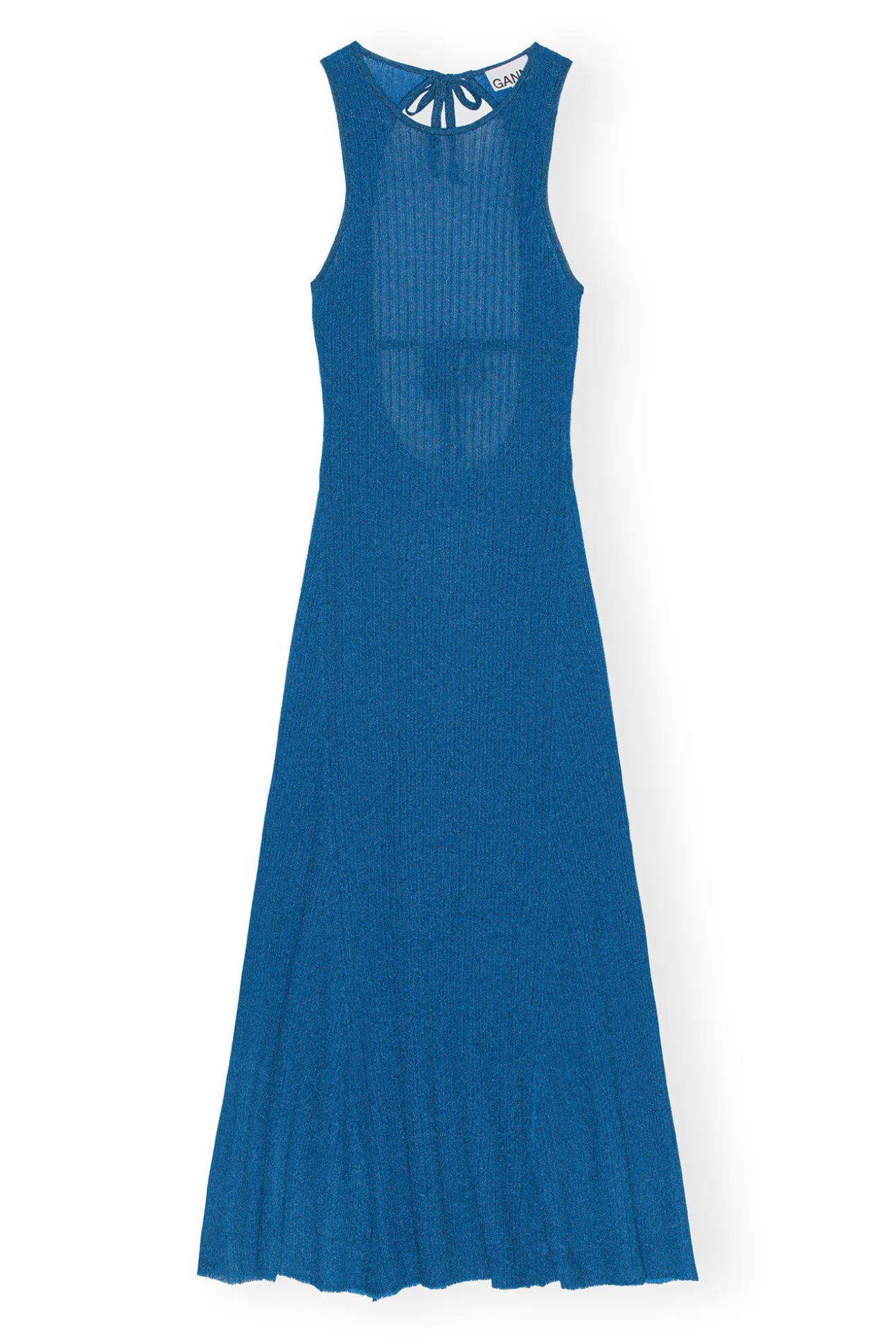 Hot GANNI Glitzerndes Rippkleid Mit Offenem Rucken Brilliant Blue