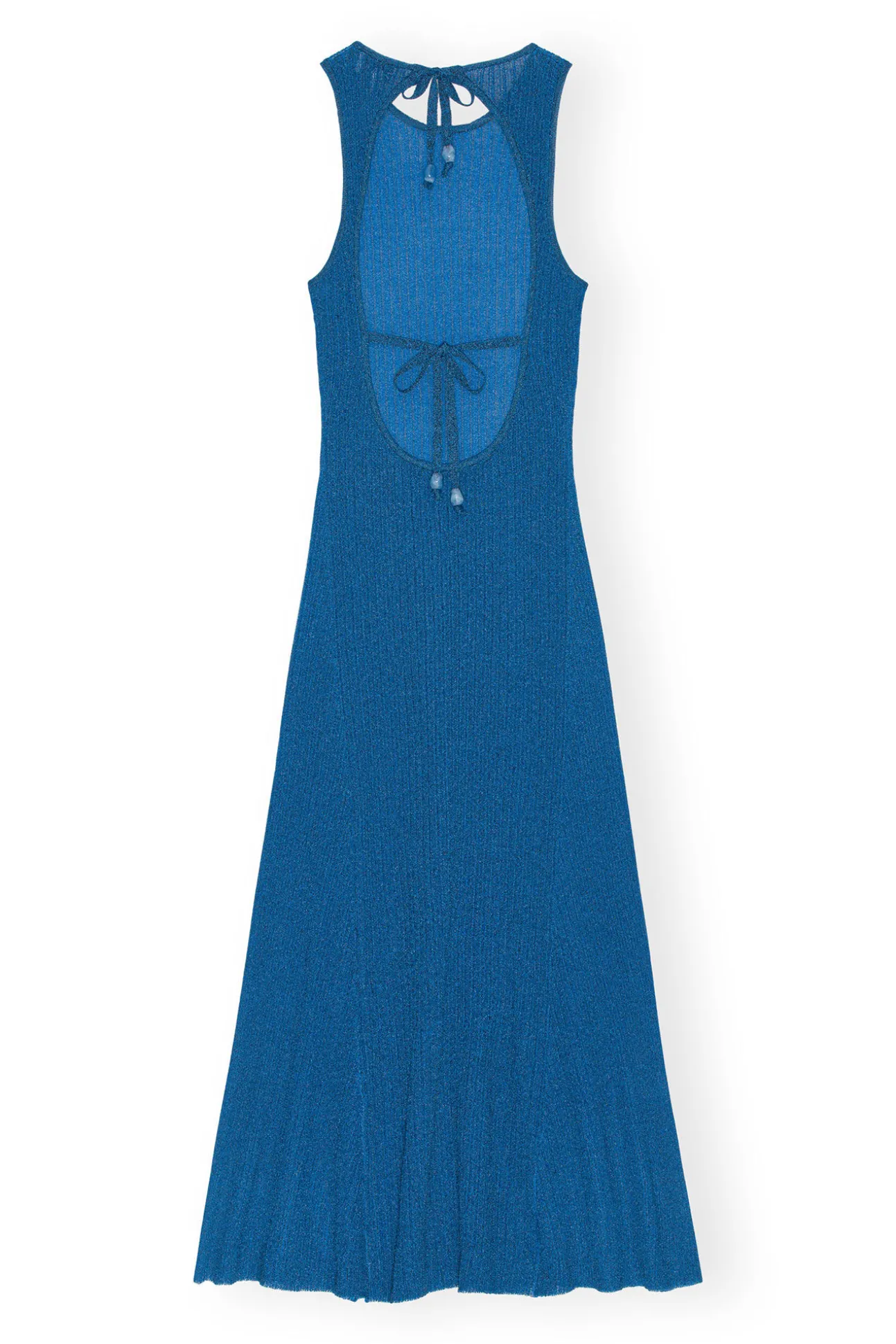 Hot GANNI Glitzerndes Rippkleid Mit Offenem Rucken Brilliant Blue