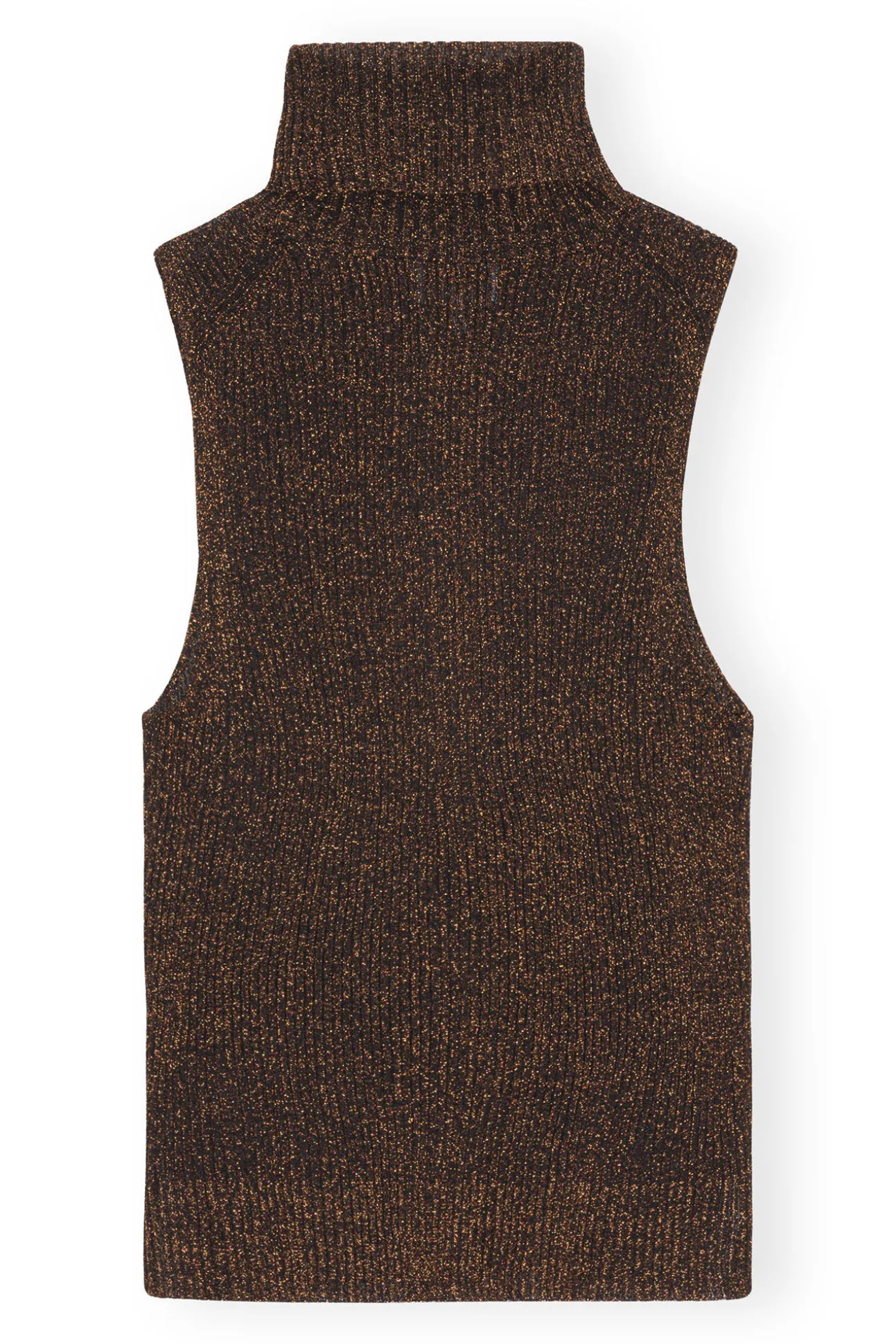 Sale GANNI Glitzerndes Ripp-Oberteil Mit Rollkragen Copper Brown