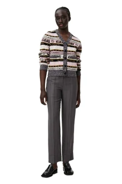 Fashion GANNI Grafik-Strickjacke Petrified Oak