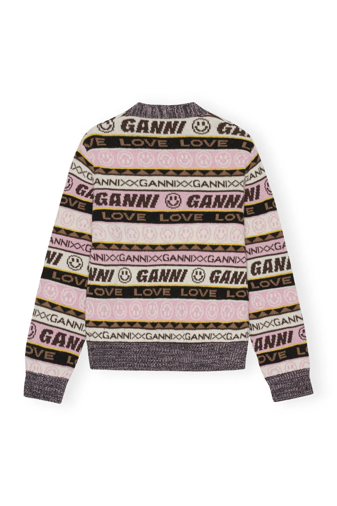 Fashion GANNI Grafik-Strickjacke Petrified Oak