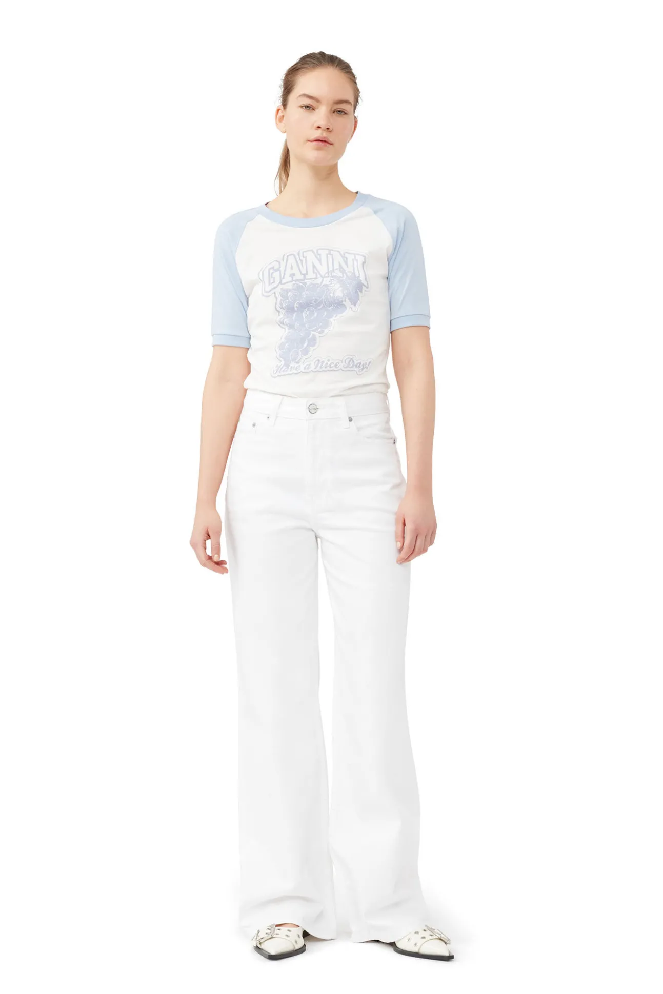 Flash Sale GANNI Grapes-Raglan-T-Shirt Egret