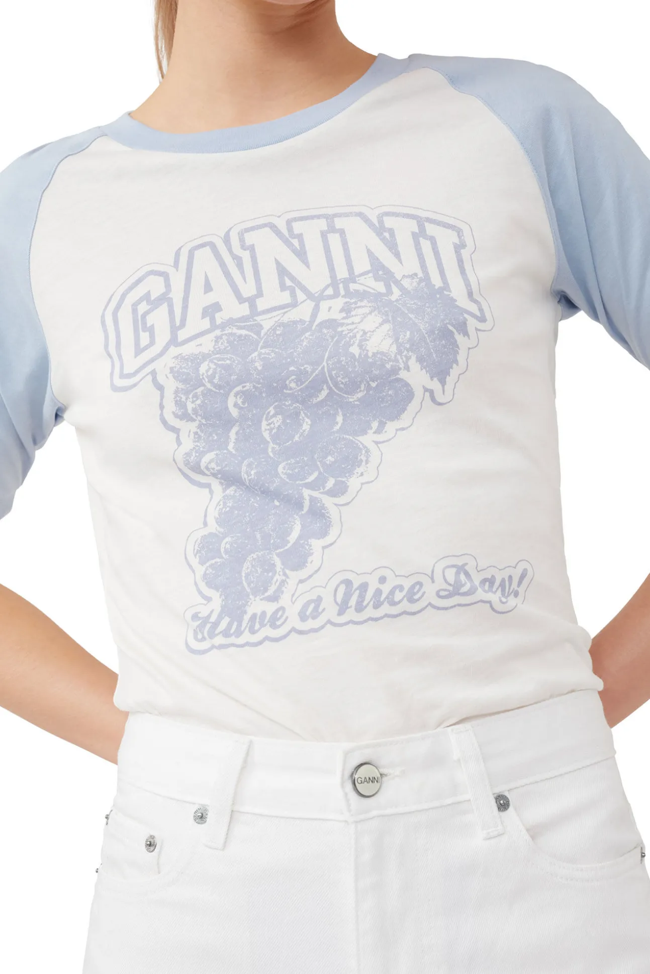 Flash Sale GANNI Grapes-Raglan-T-Shirt Egret
