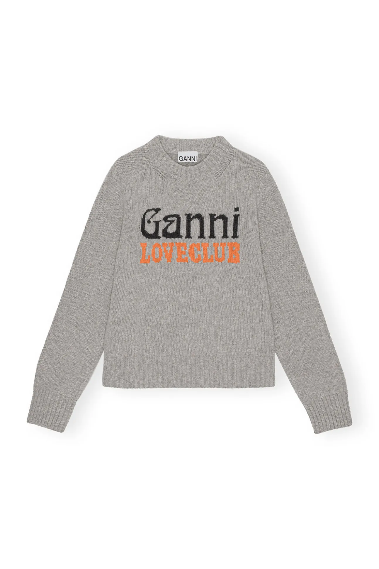 Sale GANNI Graphic O-Neck Pullover Oyster Gray