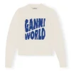 Best Sale GANNI Graphic Puff Shoulder World Egret