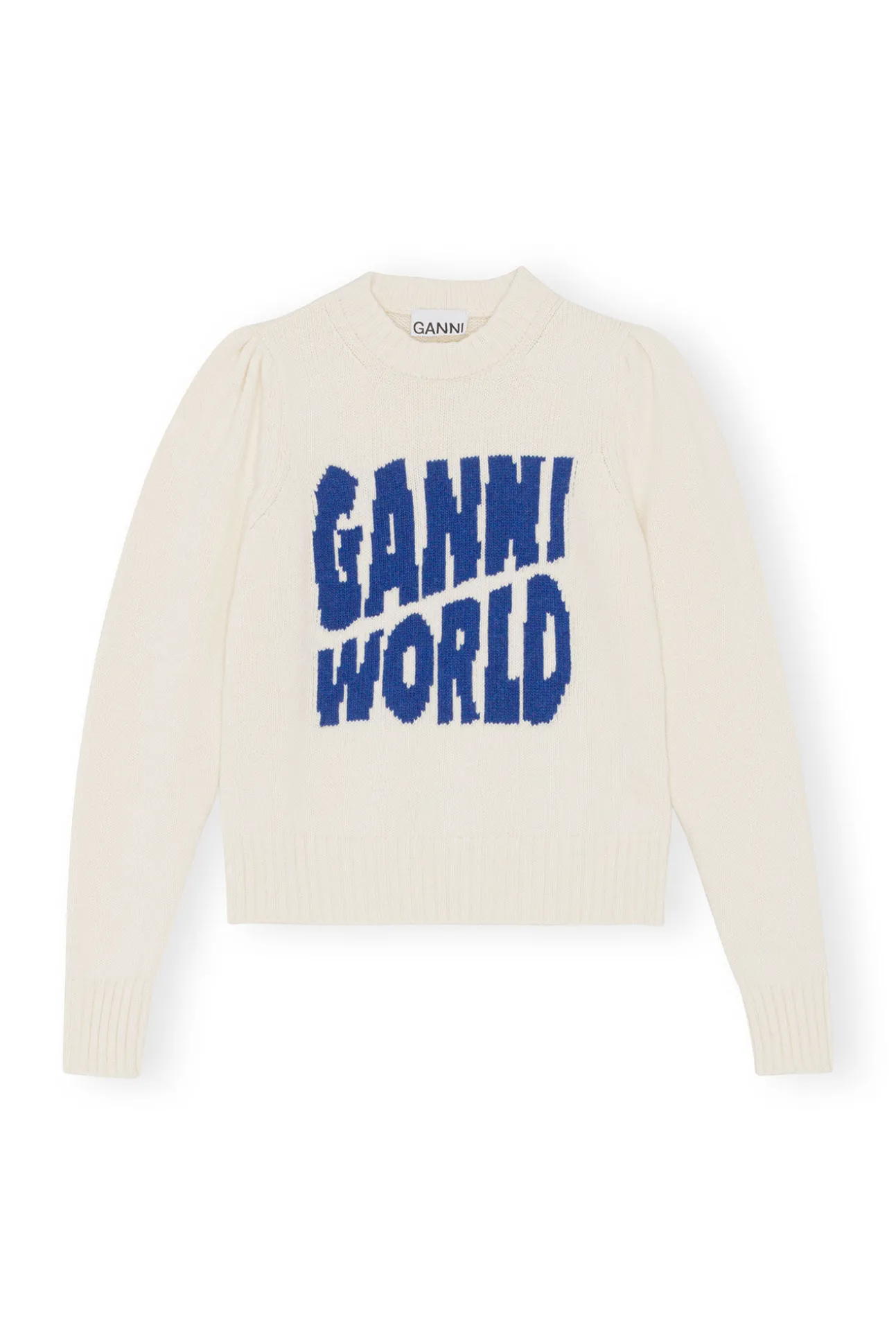 Best Sale GANNI Graphic Puff Shoulder World Egret