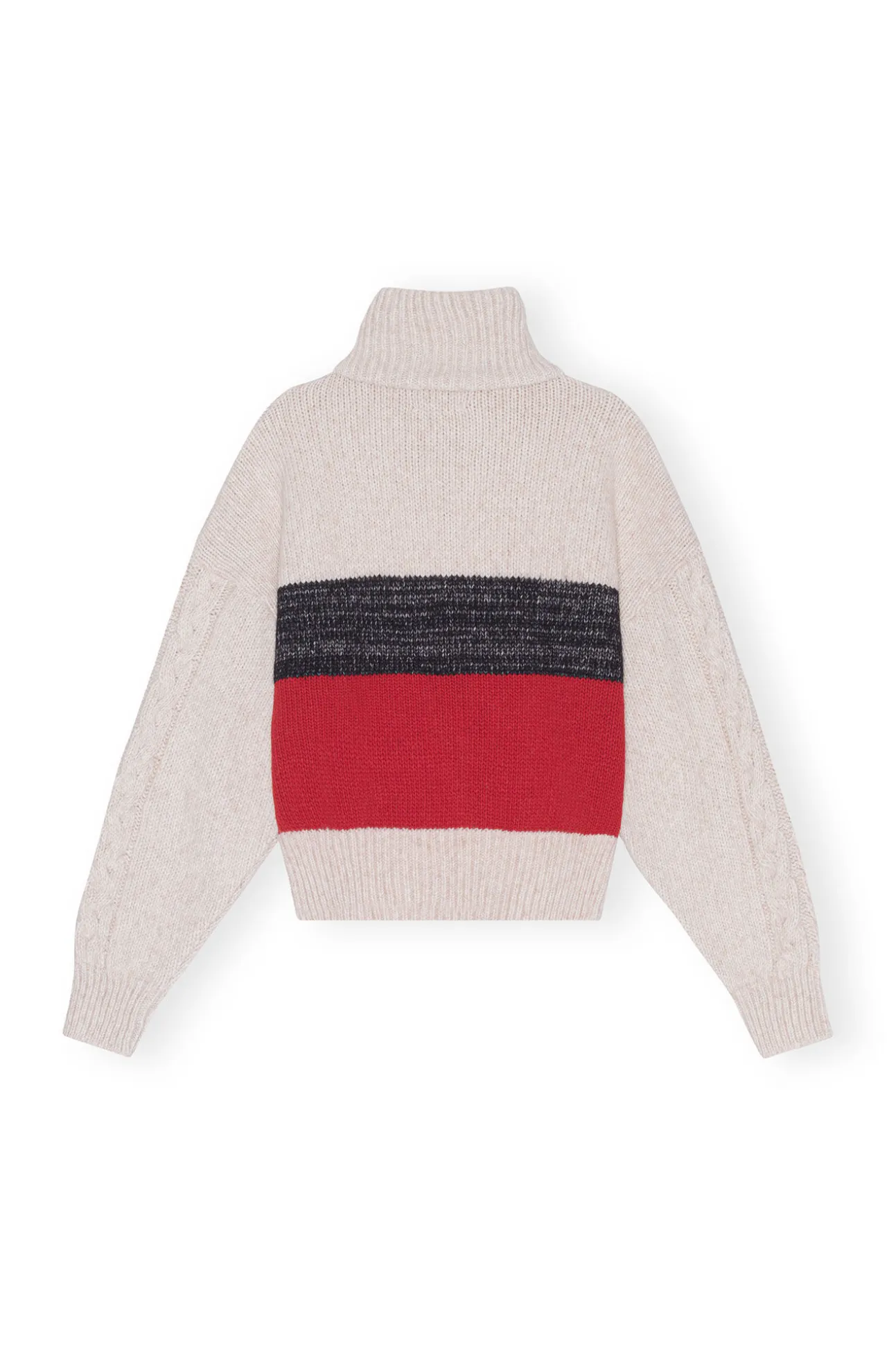 Flash Sale GANNI Größe Strickbluse Mit Zopfmuster Und Reisverschluss Black Melange