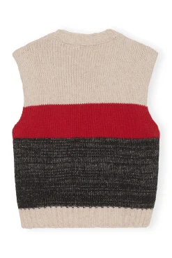 New GANNI Größe Weste Mit Zopfstrickmuster Black Melange