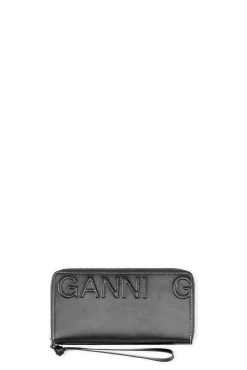 Cheap GANNI Groses Logo-Handgelenktasche Mit Reisverschluss Black