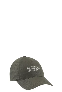 Shop GANNI Grun Bestickte Logo-Kappe Kalamata