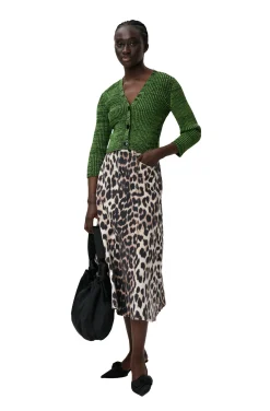 Best GANNI Gruner, Kurzer Geschnittener Melange-Strickcardigan Kelly Green