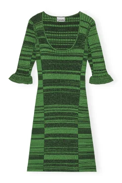 Discount GANNI Grunes Melange-Strick-Minikleid Kelly Green