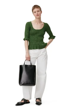 Best GANNI Grunes Volanttop Kelly Green