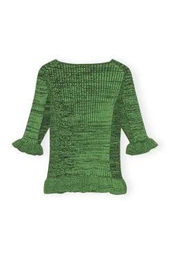 Best GANNI Grunes Volanttop Kelly Green
