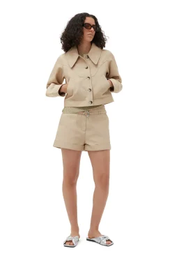 Flash Sale GANNI Gurtelshorts Aus Heavy Twill Pale Khaki