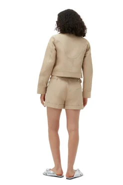 Flash Sale GANNI Gurtelshorts Aus Heavy Twill Pale Khaki