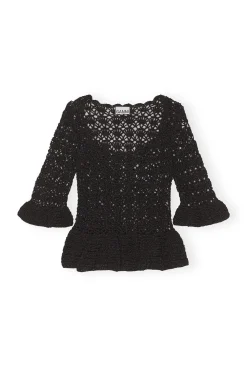 Shop GANNI Hakel-Oberteil Black