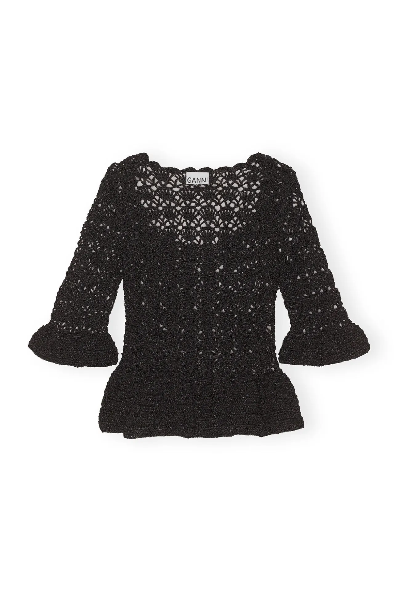 Shop GANNI Hakel-Oberteil Black