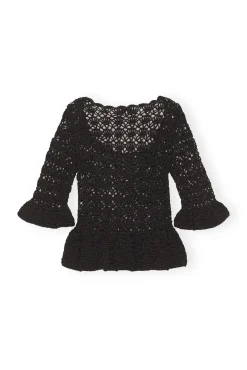 Shop GANNI Hakel-Oberteil Black