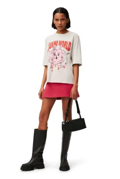 Best GANNI Haschen-T-Shirt Grey Melange/Nature