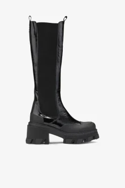 New GANNI Hohe Chelsea-Stiefel Mit Stollen Black