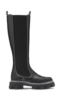 Hot GANNI Hohe Chelsea-Stiefel Mit Stollen Black