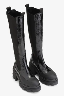 New GANNI Hohe Chelsea-Stiefel Mit Stollen Black