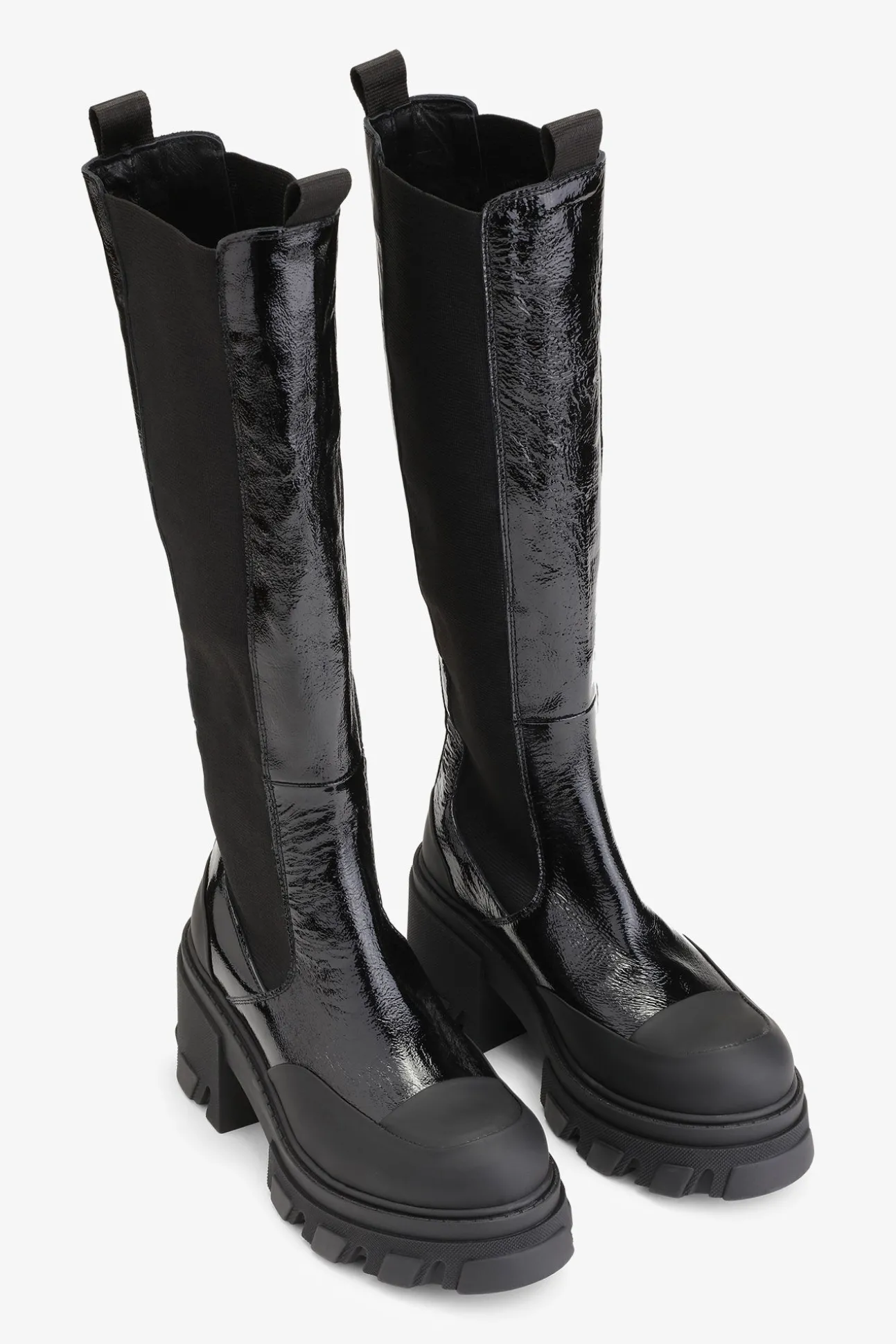 New GANNI Hohe Chelsea-Stiefel Mit Stollen Black