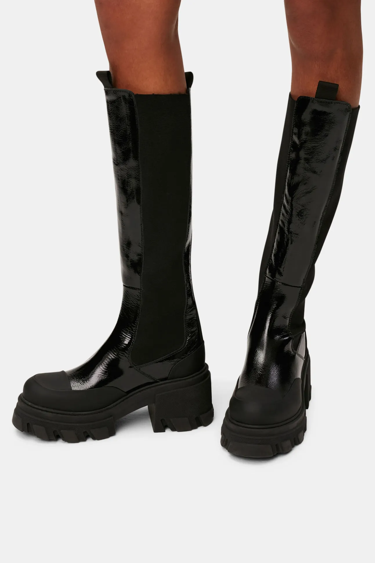 New GANNI Hohe Chelsea-Stiefel Mit Stollen Black