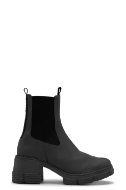 New GANNI Hohe City-Stiefel Aus Rubber Black