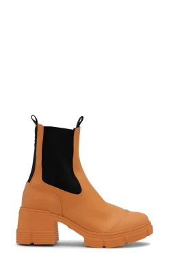 Shop GANNI Hohe City-Stiefel Aus Rubber Vibrant Orange