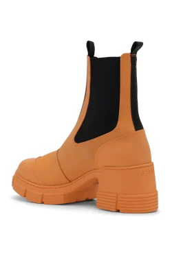 Shop GANNI Hohe City-Stiefel Aus Rubber Vibrant Orange