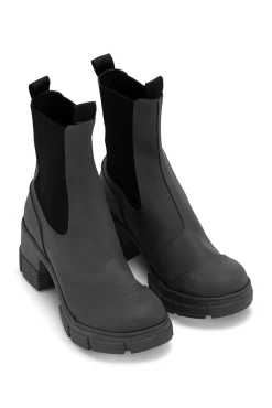 New GANNI Hohe City-Stiefel Aus Rubber Black